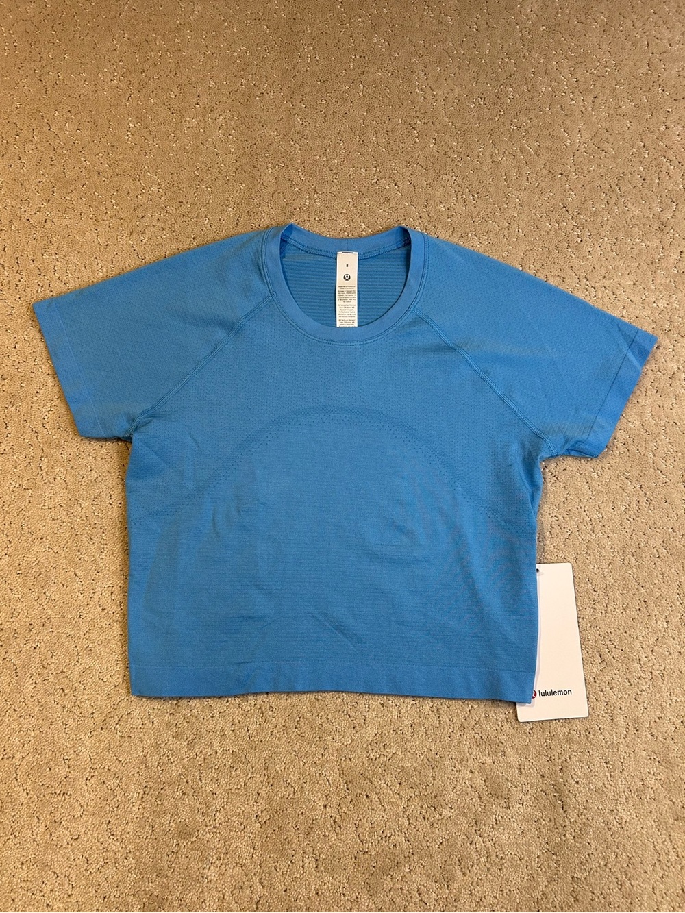 NWT Lululemon Swiftly Tech Cropped Short Sleeve 2.0 Ocean Wave Size 8